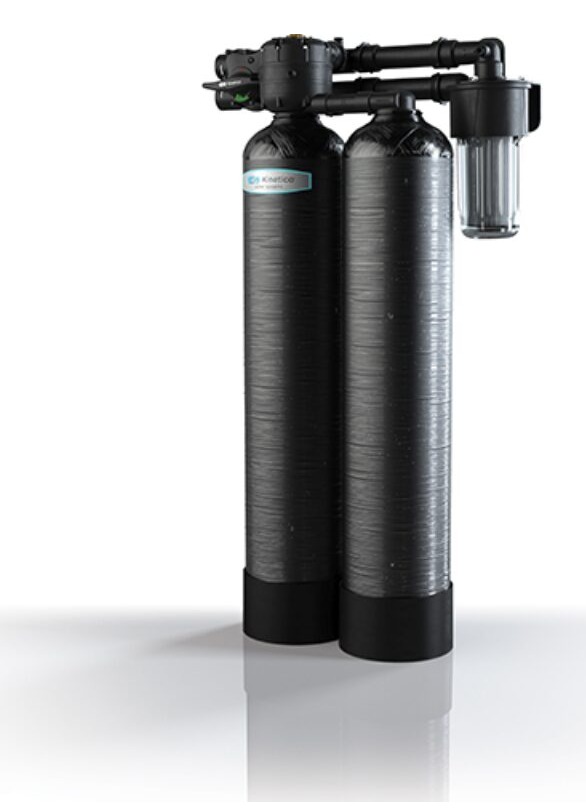 Kinetico twin tank water softener shown from the front