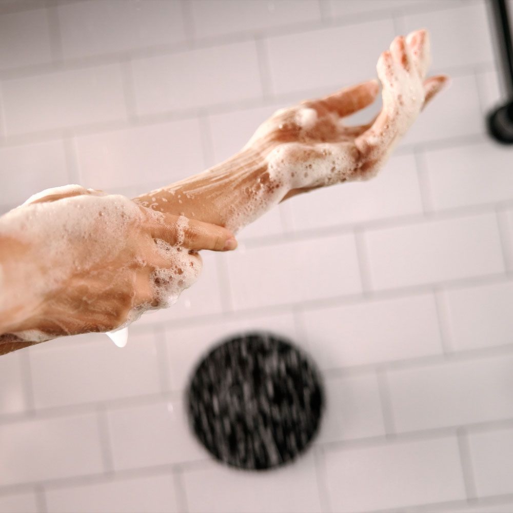 Soap lathering easily under a faucet