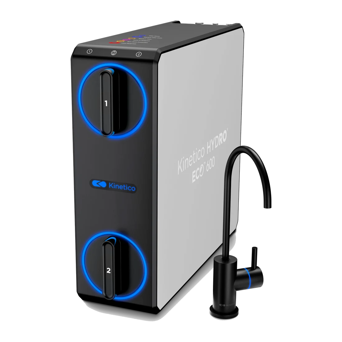 Kinetico HYDRO ECO reverse osmosis system with its black faucet