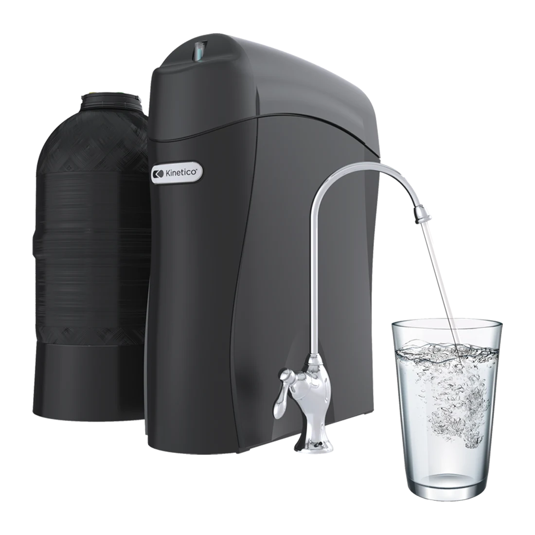 Kinetico K5 Drinking Water Station with faucet and glass